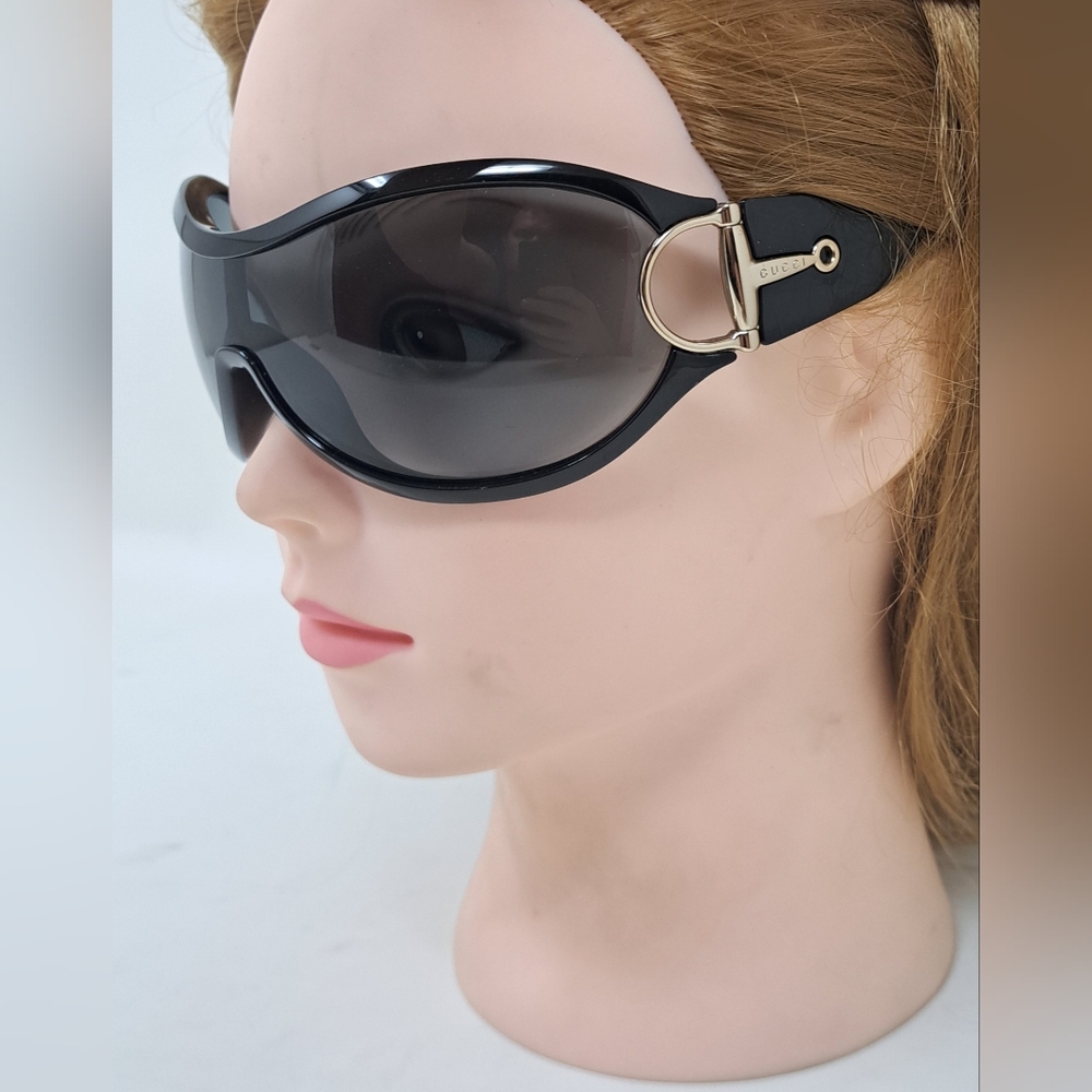 Gucci Women's Sunglasses Vintage Y2K Wrap Black Gray Gold Horsebit GG2561/S - Picture 7 of 16